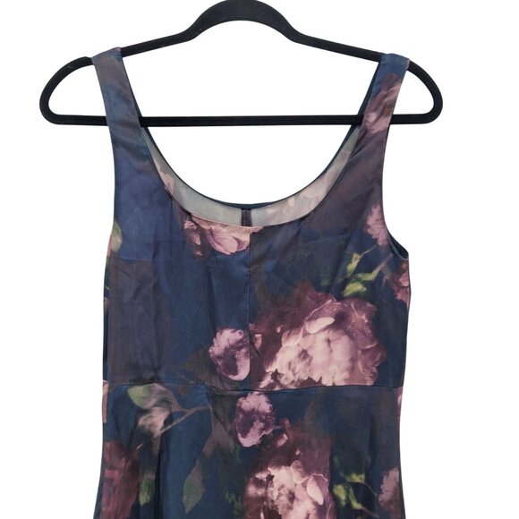 Vince Night Garden Print Satin Square Neck Slip Maxi Dress Sz 4 Wedding Guest - Picture 6 of 15